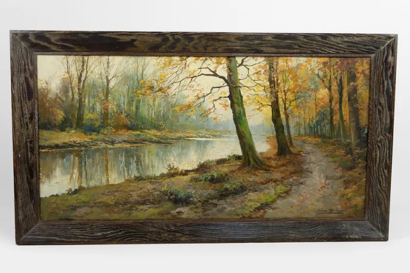 Clearance Pamono Kees Terlouw, Autumn Landscape, 1910, Canvas Painting, Framed