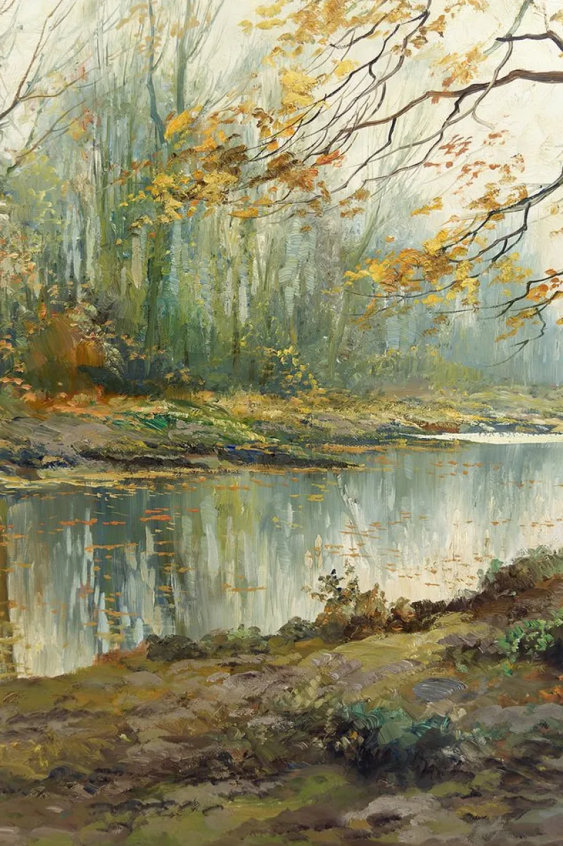 Clearance Pamono Kees Terlouw, Autumn Landscape, 1910, Canvas Painting, Framed