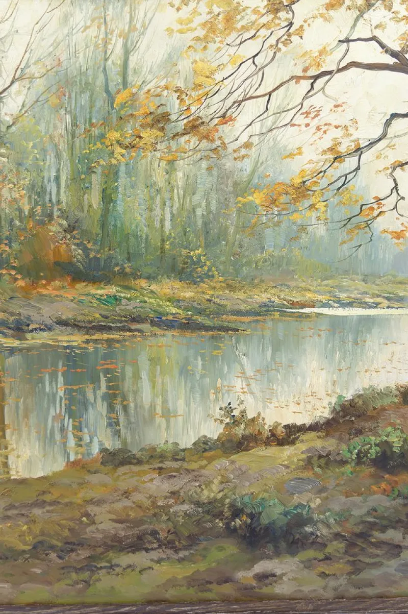 Clearance Pamono Kees Terlouw, Autumn Landscape, 1910, Canvas Painting, Framed