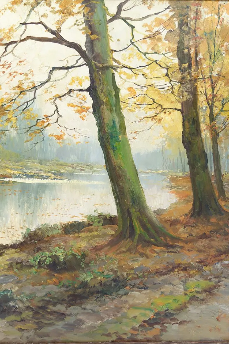 Clearance Pamono Kees Terlouw, Autumn Landscape, 1910, Canvas Painting, Framed
