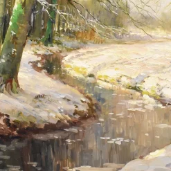 Discount Pamono Kees Terlouw, Landscape Under Woods with Snow, 1920s, Oil on Canvas, Framed