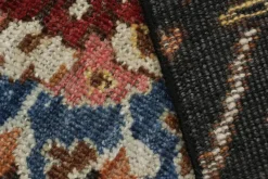 New Pamono Kerman Style Rug in Black with Vibrant Floral Patterns from R&K Principal Jahanshah Nazmiyal