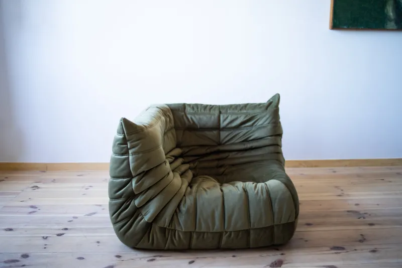 Outlet Pamono Khaki Velvet Living Room Set by Michel Ducaroy for Ligne Roset, 1970s, Set of 5