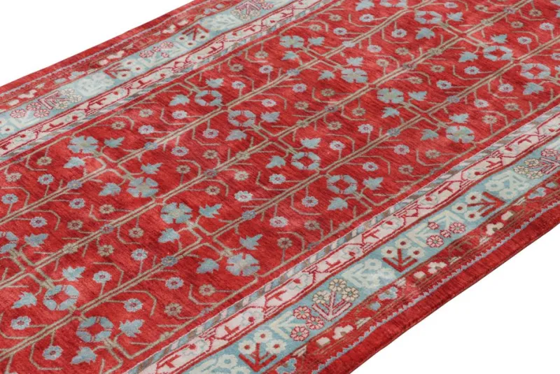 Pamono Khotan Style Rug in Red and Blue with Geometric Patterns from R&K Principal Jahanshah Nazmiyal> Carpets & Textiles|Carpets & Textiles