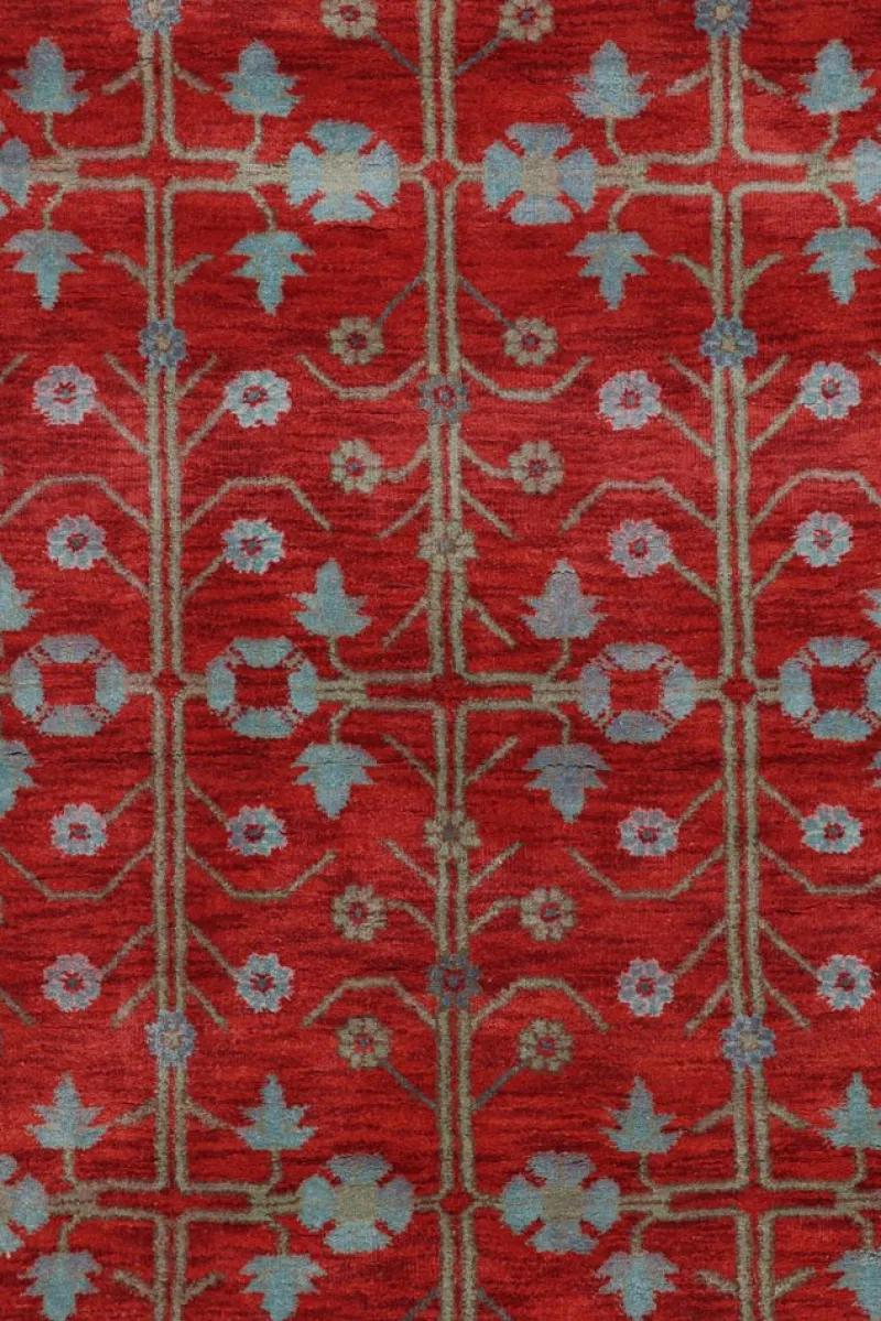 Pamono Khotan Style Rug in Red and Blue with Geometric Patterns from R&K Principal Jahanshah Nazmiyal> Carpets & Textiles|Carpets & Textiles