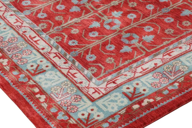 Pamono Khotan Style Rug in Red and Blue with Geometric Patterns from R&K Principal Jahanshah Nazmiyal> Carpets & Textiles|Carpets & Textiles