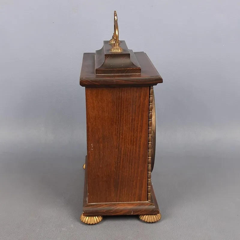 Pamono Kienzle Mechanical Table Clock in Wood and Brass, 1960s> Clocks