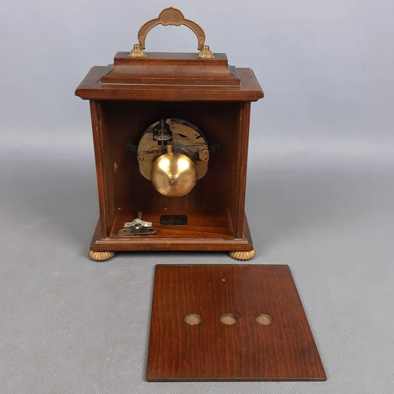 Pamono Kienzle Mechanical Table Clock in Wood and Brass, 1960s> Clocks