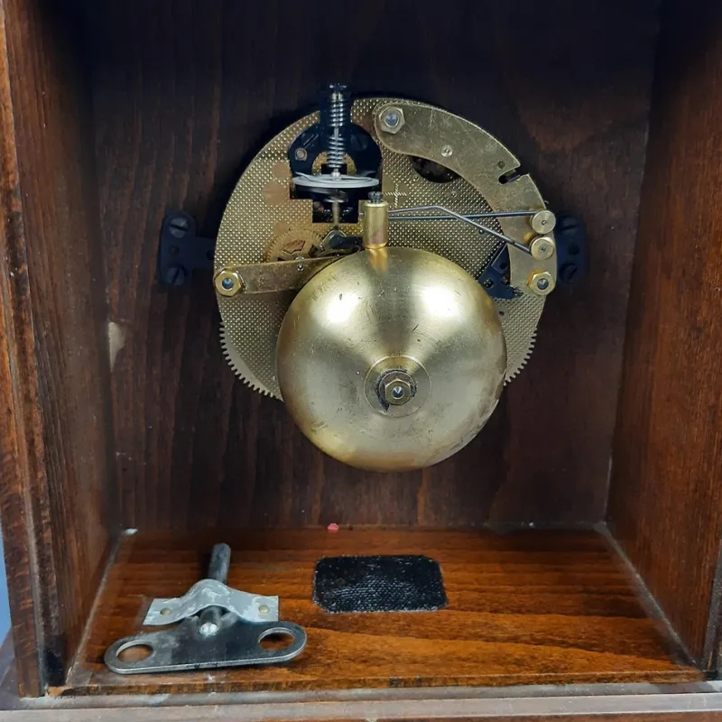 Pamono Kienzle Mechanical Table Clock in Wood and Brass, 1960s> Clocks