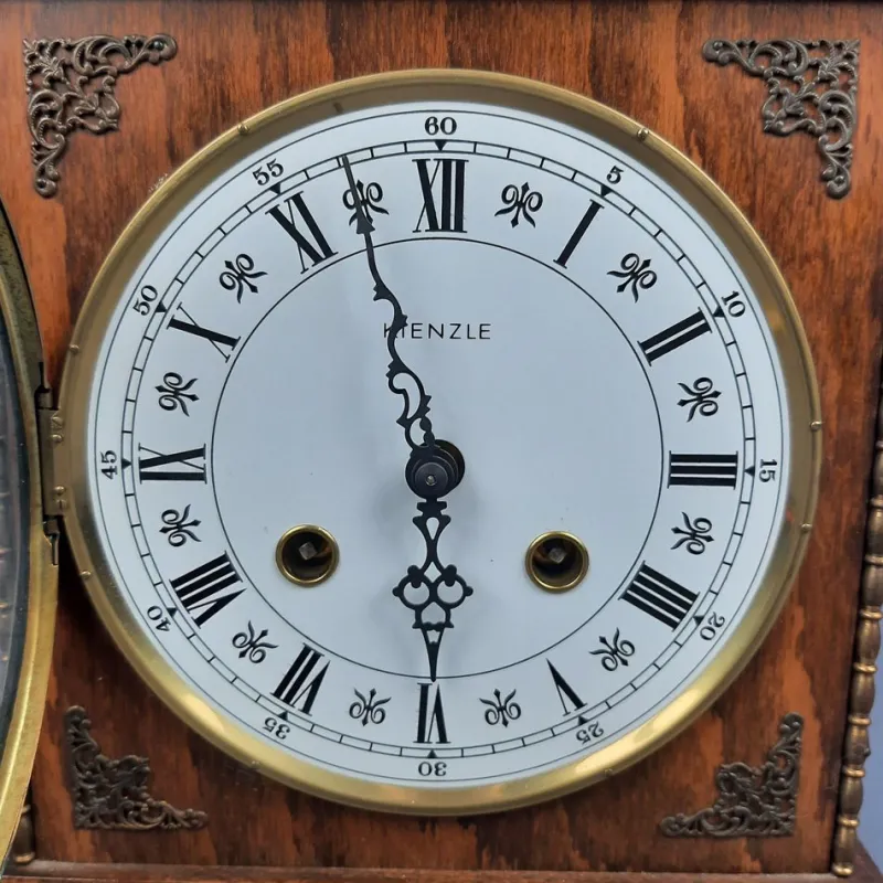 Pamono Kienzle Mechanical Table Clock in Wood and Brass, 1960s> Clocks