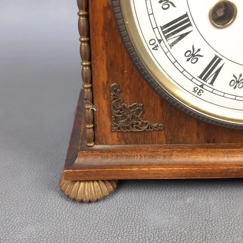 Pamono Kienzle Mechanical Table Clock in Wood and Brass, 1960s> Clocks