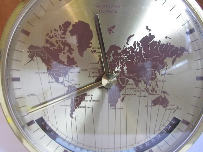 Pamono Kienzle World Clock by Heinrich Möller for Kienzle International, 1970s> Clocks