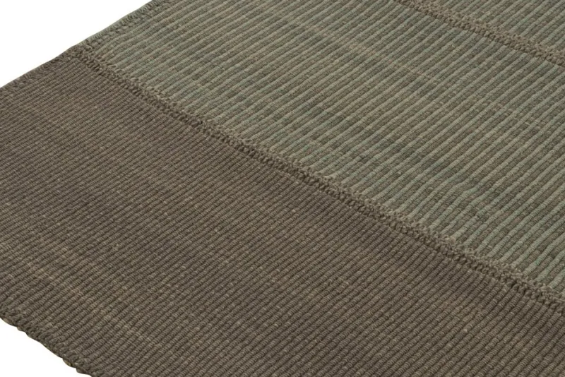 Pamono Kilim Rug in Brown and Blue Textural Stripes from R&K Principal Jahanshah Nazmiyal> Carpets & Textiles|Carpets & Textiles
