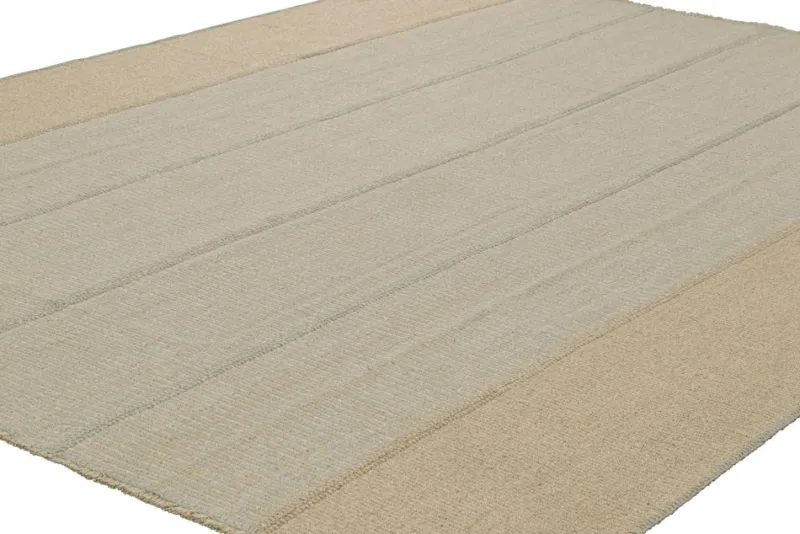 Pamono Kilim Rug with Light Blue and Beige Textural Stripes from R&K Principal Jahanshah Nazmiyal> Carpets & Textiles|Carpets & Textiles