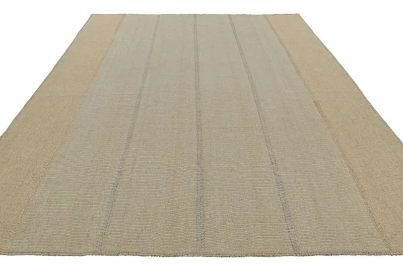 Pamono Kilim Rug with Light Blue and Beige Textural Stripes from R&K Principal Jahanshah Nazmiyal> Carpets & Textiles|Carpets & Textiles
