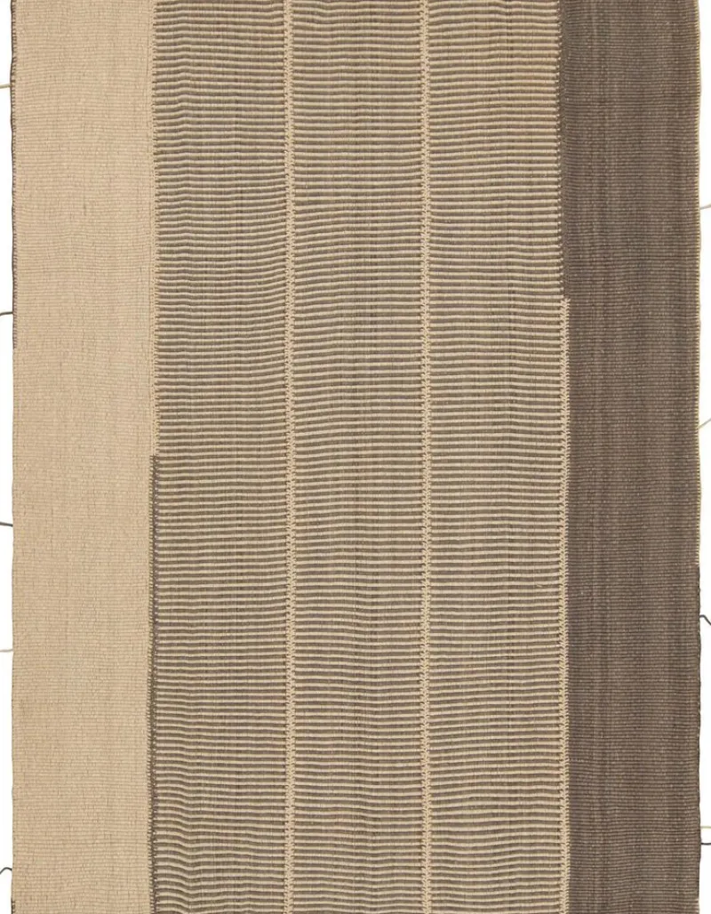 Pamono Kilim Rug with Textural Beige and Brown Stripes from R&K Principal Jahanshah Nazmiyal> Carpets & Textiles|Carpets & Textiles