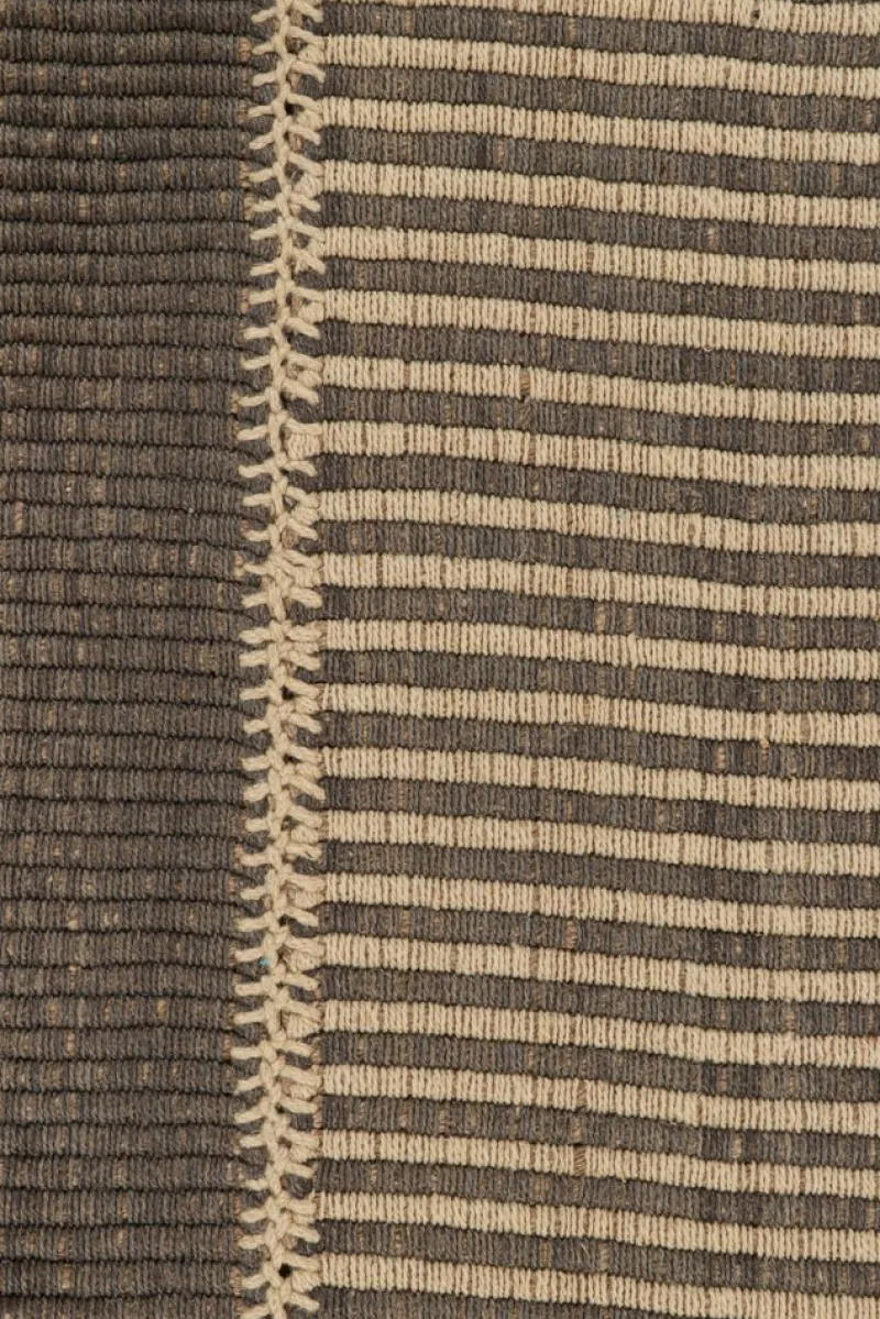 Pamono Kilim Rug with Textural Beige and Brown Stripes from R&K Principal Jahanshah Nazmiyal> Carpets & Textiles|Carpets & Textiles