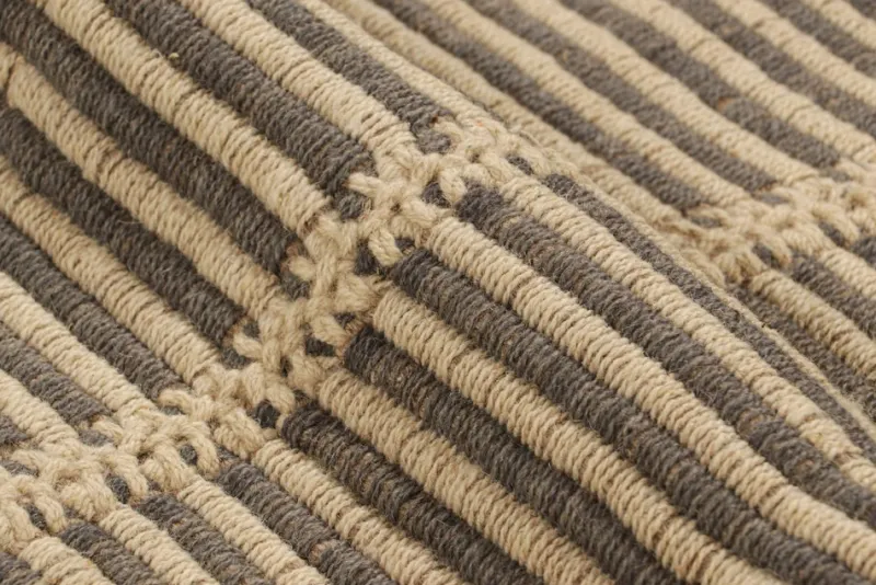 Pamono Kilim Rug with Textural Beige and Brown Stripes from R&K Principal Jahanshah Nazmiyal> Carpets & Textiles|Carpets & Textiles