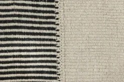 Hot Pamono Kilim with Black and Cream White Textural Stripes from R&K Principal Jahanshah Nazmiyal