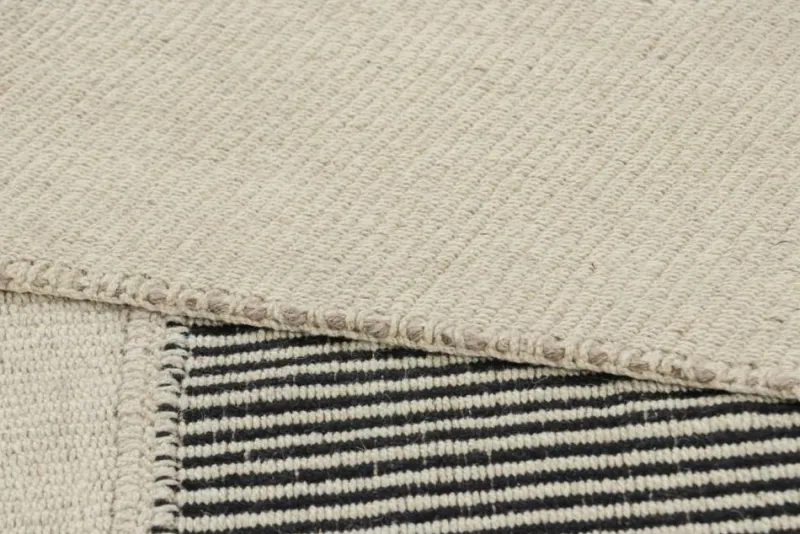 Hot Pamono Kilim with Black and Cream White Textural Stripes from R&K Principal Jahanshah Nazmiyal