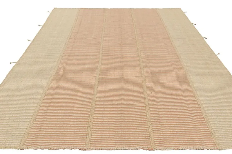 New Pamono Kilim with Textural Beige and Pink Stripes from R&K Principal Jahanshah Nazmiyal