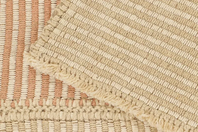 New Pamono Kilim with Textural Beige and Pink Stripes from R&K Principal Jahanshah Nazmiyal
