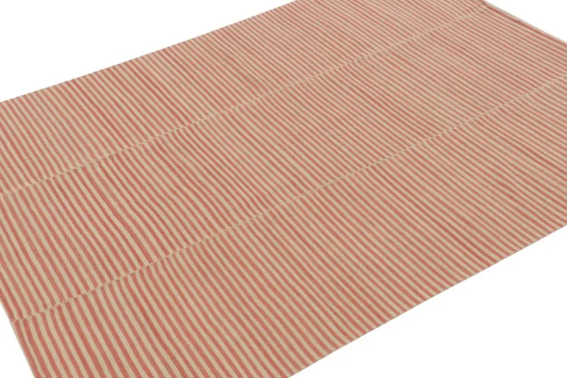 Pamono Kilim with Textural Beige and Orange Stripes from R&K Principal Jahanshah Nazmiyal> Carpets & Textiles|Carpets & Textiles