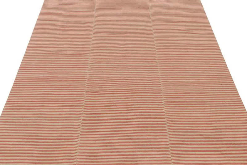 Pamono Kilim with Textural Beige and Orange Stripes from R&K Principal Jahanshah Nazmiyal> Carpets & Textiles|Carpets & Textiles