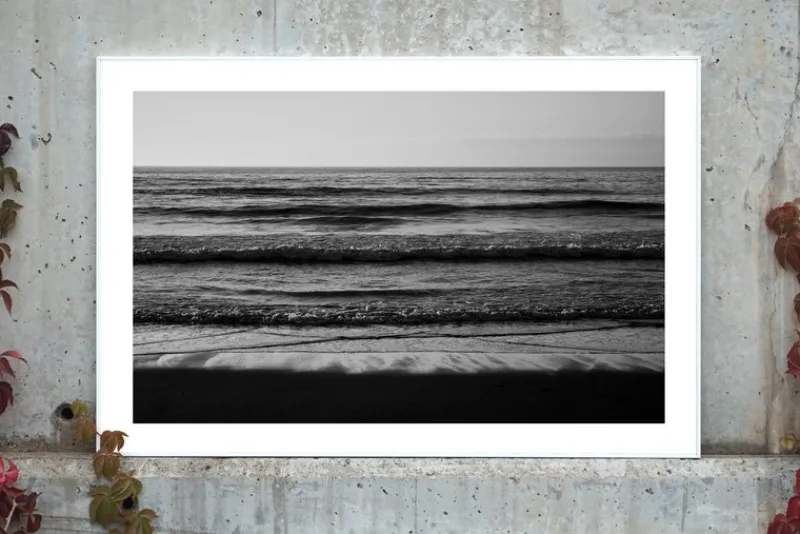 New Pamono Kind of Cyan, Black and White Seascape of Pacific Beach Horizon, 2021, Giclee Print
