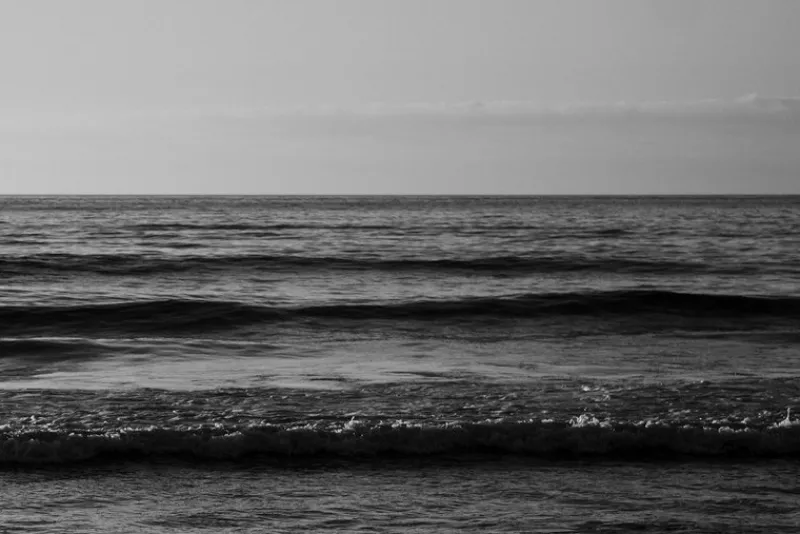 New Pamono Kind of Cyan, Black and White Seascape of Pacific Beach Horizon, 2021, Giclee Print
