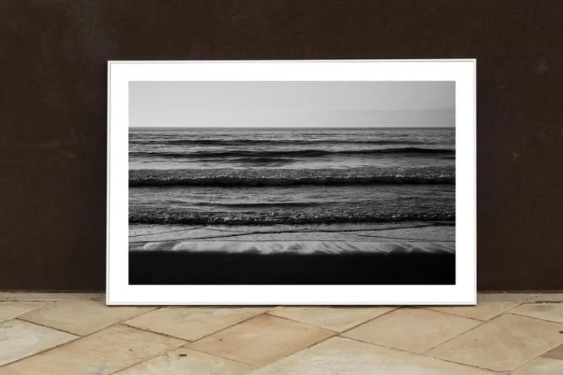 New Pamono Kind of Cyan, Black and White Seascape of Pacific Beach Horizon, 2021, Giclee Print