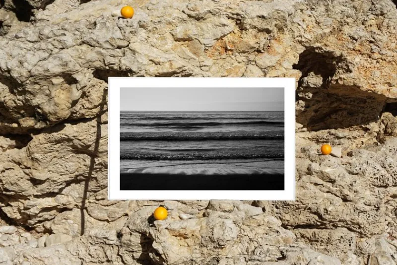 New Pamono Kind of Cyan, Black and White Seascape of Pacific Beach Horizon, 2021, Giclee Print