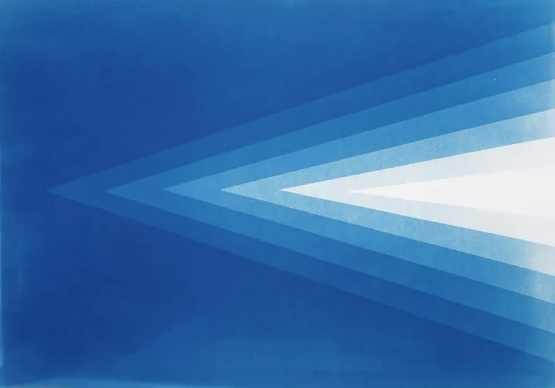 Hot Pamono Kind of Cyan, Geometric Blue Diamond Diptych, Cyanotype, 2025