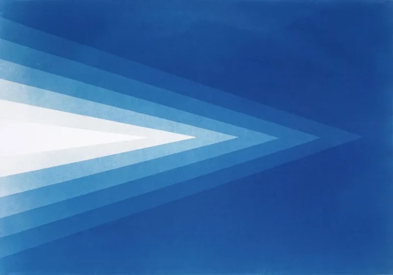 Hot Pamono Kind of Cyan, Geometric Blue Diamond Diptych, Cyanotype, 2025
