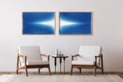 Hot Pamono Kind of Cyan, Geometric Blue Diamond Diptych, Cyanotype, 2025