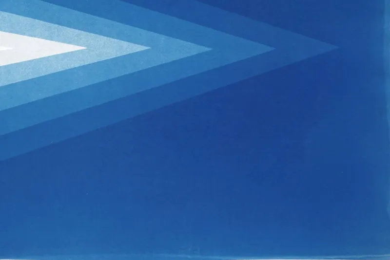 Hot Pamono Kind of Cyan, Geometric Blue Diamond Diptych, Cyanotype, 2025