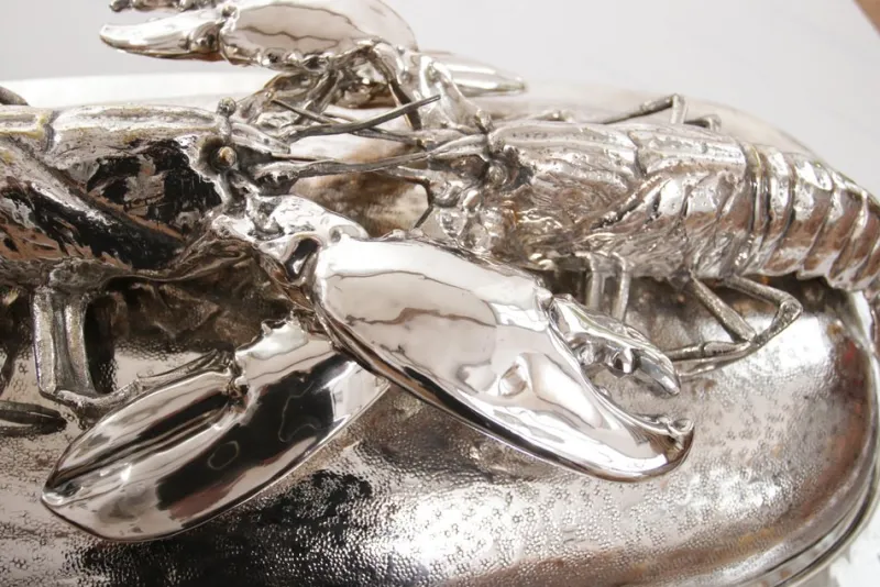 Pamono King Size Lobsters Dish in Silver-Plating by Franco Lapini, 1970s> Serving Dishes