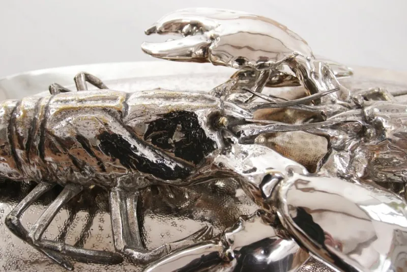 Pamono King Size Lobsters Dish in Silver-Plating by Franco Lapini, 1970s> Serving Dishes