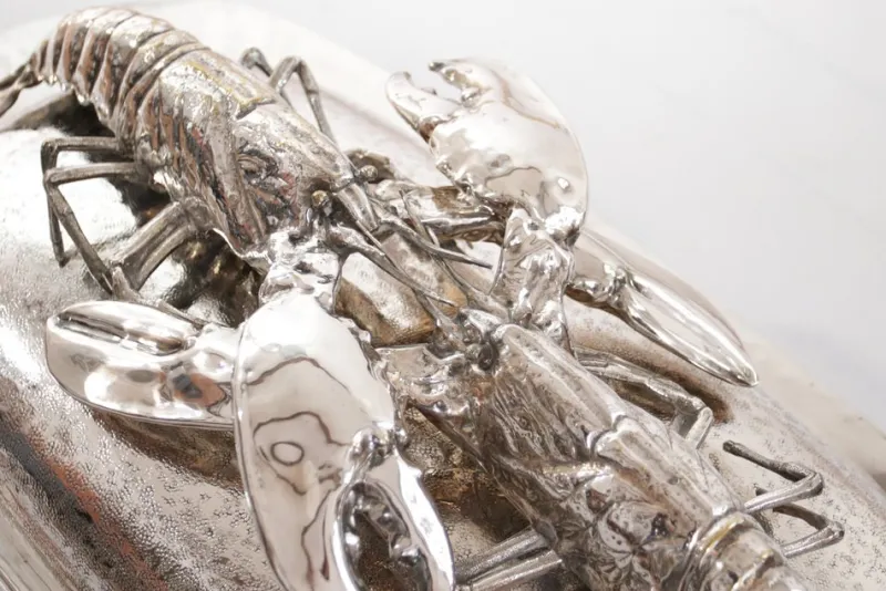 Pamono King Size Lobsters Dish in Silver-Plating by Franco Lapini, 1970s> Serving Dishes