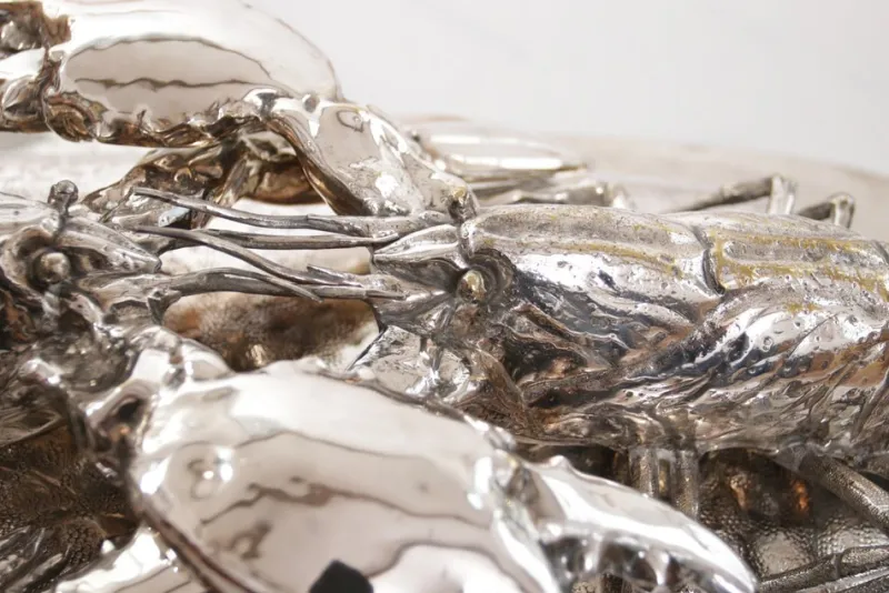 Pamono King Size Lobsters Dish in Silver-Plating by Franco Lapini, 1970s> Serving Dishes