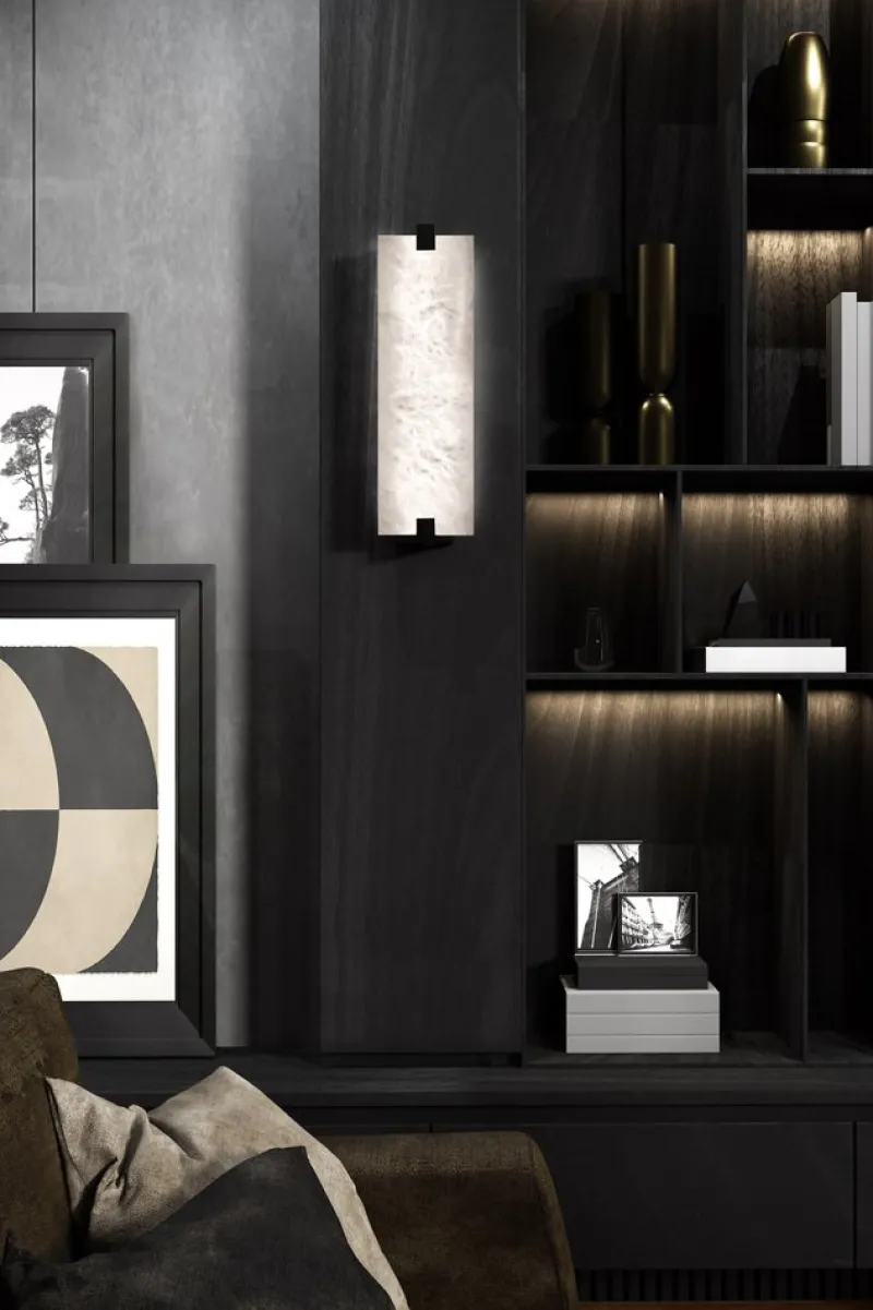 Pamono Kinkairo Small Shiny Black Wall Light by Alabastro Italiano> Wall Lights & Sconces