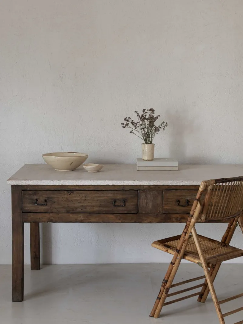 Pamono Kitchen Counter with Stone Top> Worktables & Workbenches