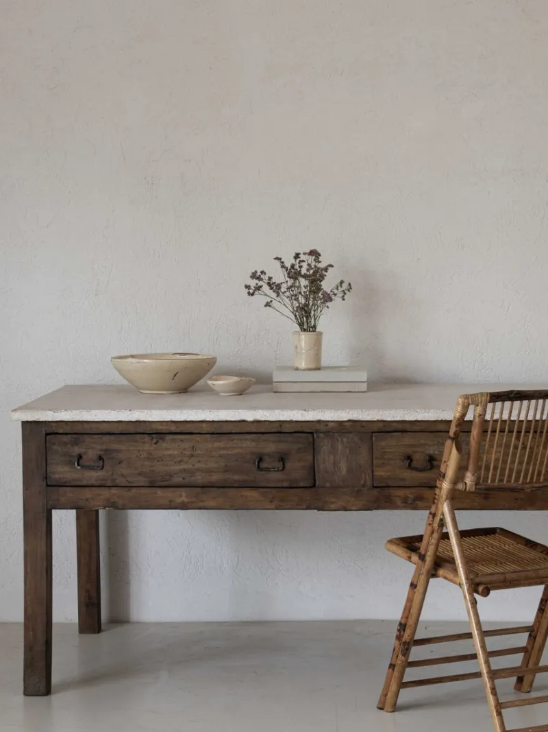 Pamono Kitchen Counter with Stone Top> Worktables & Workbenches