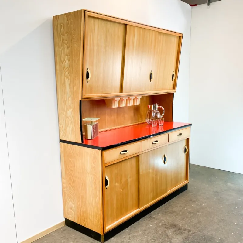Pamono Kitchen Cupboard with Red Formica Top from Baumann Möbel, 1960s> Cabinets & Wardrobes