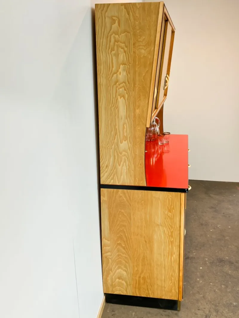 Pamono Kitchen Cupboard with Red Formica Top from Baumann Möbel, 1960s> Cabinets & Wardrobes