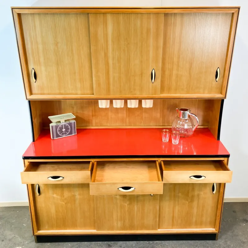 Pamono Kitchen Cupboard with Red Formica Top from Baumann Möbel, 1960s> Cabinets & Wardrobes
