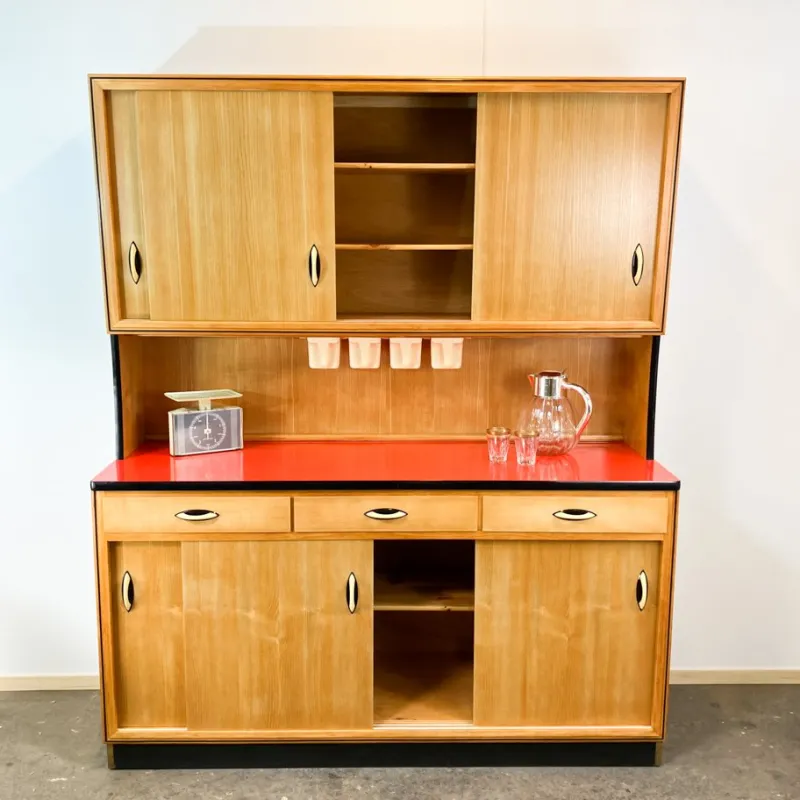 Pamono Kitchen Cupboard with Red Formica Top from Baumann Möbel, 1960s> Cabinets & Wardrobes