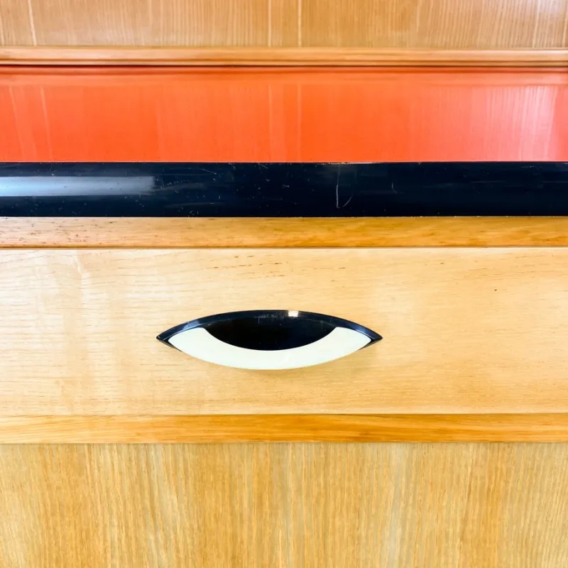 Pamono Kitchen Cupboard with Red Formica Top from Baumann Möbel, 1960s> Cabinets & Wardrobes