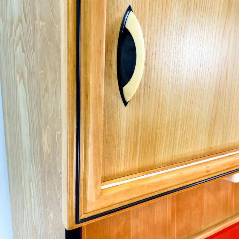 Pamono Kitchen Cupboard with Red Formica Top from Baumann Möbel, 1960s> Cabinets & Wardrobes