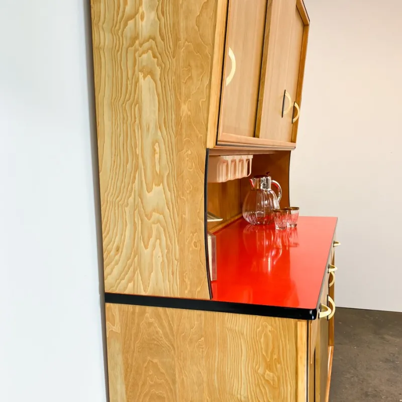 Pamono Kitchen Cupboard with Red Formica Top from Baumann Möbel, 1960s> Cabinets & Wardrobes